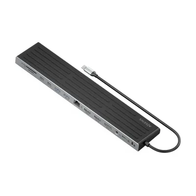 Hub USB-C AISENS 13 en 1 2xHDMI 1xDisplayPort 1xRJ45 100W Gris