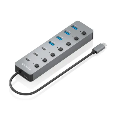 AISENS Hub USB3.2 Gen2 10G USB-C, USB-C/M-4xUSB-A/H+3xUSB-C/H+1xUSB-C/H PD3.0 10