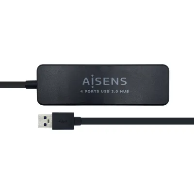 Hub USB Aisens A106-0399 4 puertos USB 3.0 Negro 30cm