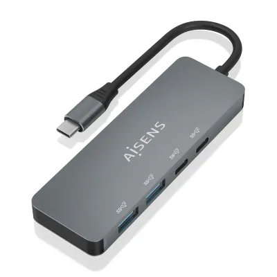 Hub USB AISENS USB 3.2 Gen2 10G USB-C 2xUSB-C 2xUSB-A Gris