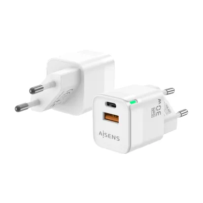 Cargador de pared Aisens Cargador GaN 30W USB-C USB-A Blanco