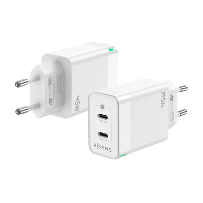 Cargador de pared Aisens Cargador GaN 45W USB-C Blanco