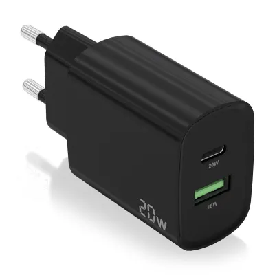 Cargador de pared Aisens A110-0755 USB-C USB-A Negro 20W