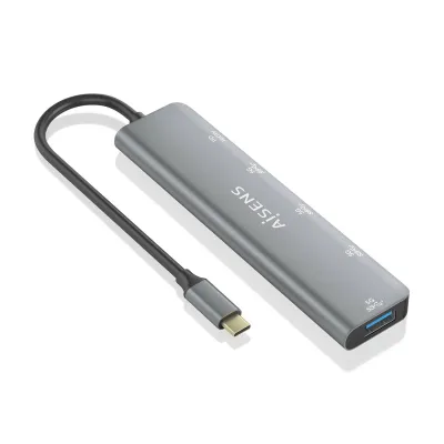 Hub USB AISENS A109-0857 USB 3.2 Gen 1 Type-C 5 puertos Power Delivery 100W Gris