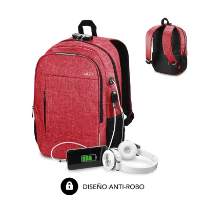 Mochila Subblim Urban Lock Backpack 15.6" Rojo