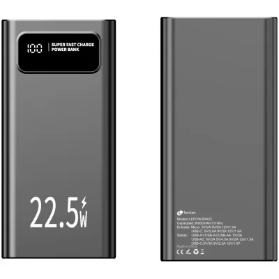 Batería externa Leotec LEPOW30W22K USB-C USB-A Negro 18W