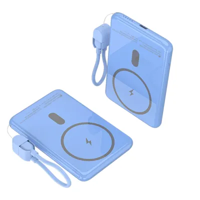Batería externa Leotec Power Bank 5000mAh 20W USB-C Inalámbrico Azul 15W