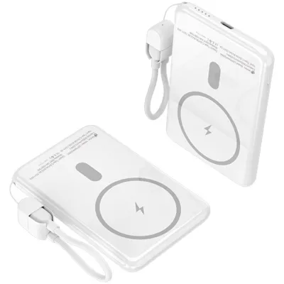 Batería externa Leotec Power Bank 5000mAh 20W USB-C Inalámbrico Blanco 15W