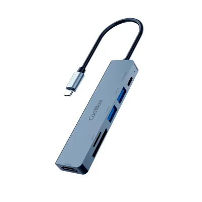 Hub USB-C CoolBox miniDock C61 HDMI 4K 2xUSB-A Power Delivery 100W SD Gris