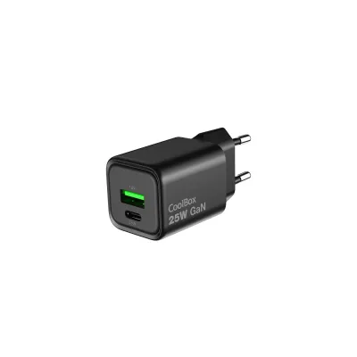 Cargador de pared CoolBox COO-CUP-25CA USB-C USB-A Negro 25W