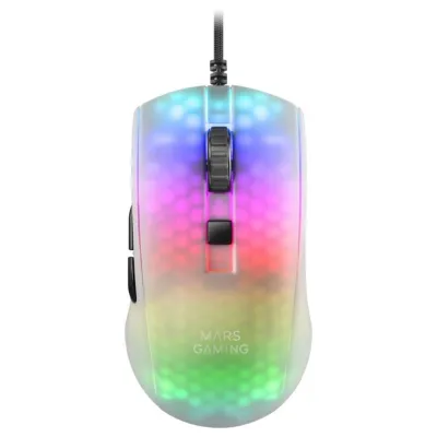 Ratón Mars gaming MMR Translúcido Con cable Blanco
