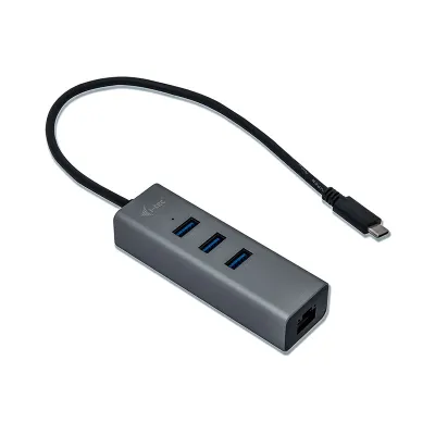 Hub i-tec USB-C con 3 puertos USB 3.0 y Ethernet Gris