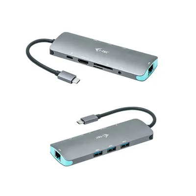 Hub USB-C i-tec Nano Docking Station 4K HDMI 3 puertos USB 3.0 Ethernet SD Plata