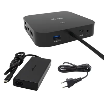 Docking Station i-tec USB-C HDMI Dual DisplayPort 3 Pantallas 100W Negro