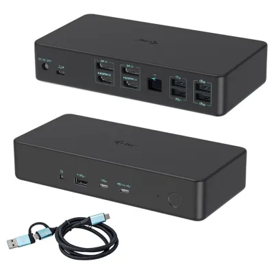 Docking station i-tec 14 en 1 USB-C 2 HDMI 2 DisplayPort 100W Power Delivery Negro