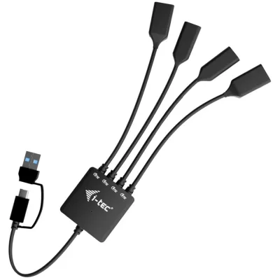 Hub i-tec USB-C/USB-A 4 puertos 2x USB-C 2x USB-A Negro