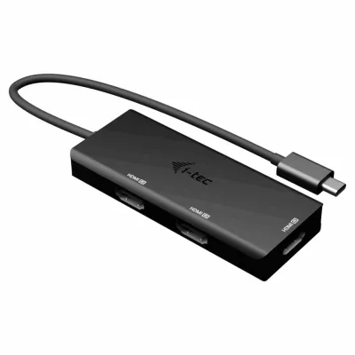 Hub USB-C i-tec Triple HDMI 4K 100W Power Delivery Negro