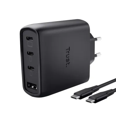 Cargador de pared Trust MAXO 65W USB-C USB-A Negro
