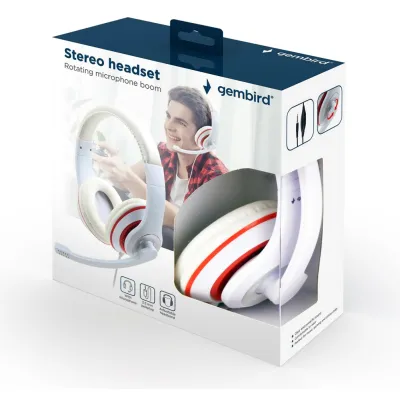 Auriculares Gembird MHS-03-WTRD Diadema Jack 3,5 mm Rojo