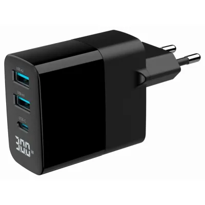 Cargador de pared Gembird TA-UC-PDQC30LCD-BK-02 USB-C USB-A Negro 30W