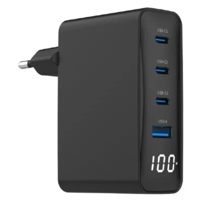 Cargador de pared Gembird TA-UC-PDQC100LCD-01-BK USB-C USB-A Negro 100W
