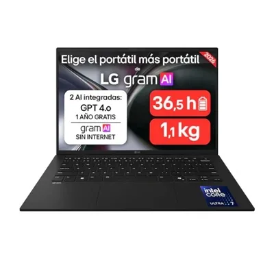 Portátil LG 14ZD90U-G 14" Intel Core Ultra 7-355 32GB 512GB SSD Negro