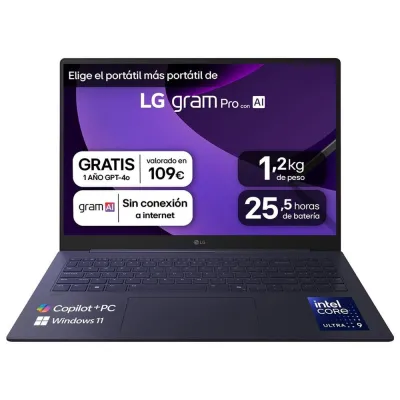 Portátil LG gram Pro 16 16" Intel Core Ultra 9 288V 32GB 1TB SSD Gris