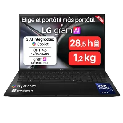 Portátil LG Gram 16" Intel Core Ultra 7 258V 32GB 512GB SSD Intel Arc