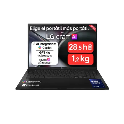 Portátil LG Gram 16 U7-258V Intel Core Ultra 7 258V 32GB 512GB SSD Negro