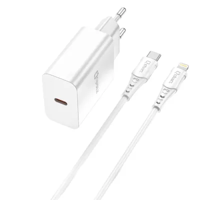 Cargador de pared Qcharx international Chronos 3A 20W USB-C Lightning Blanco